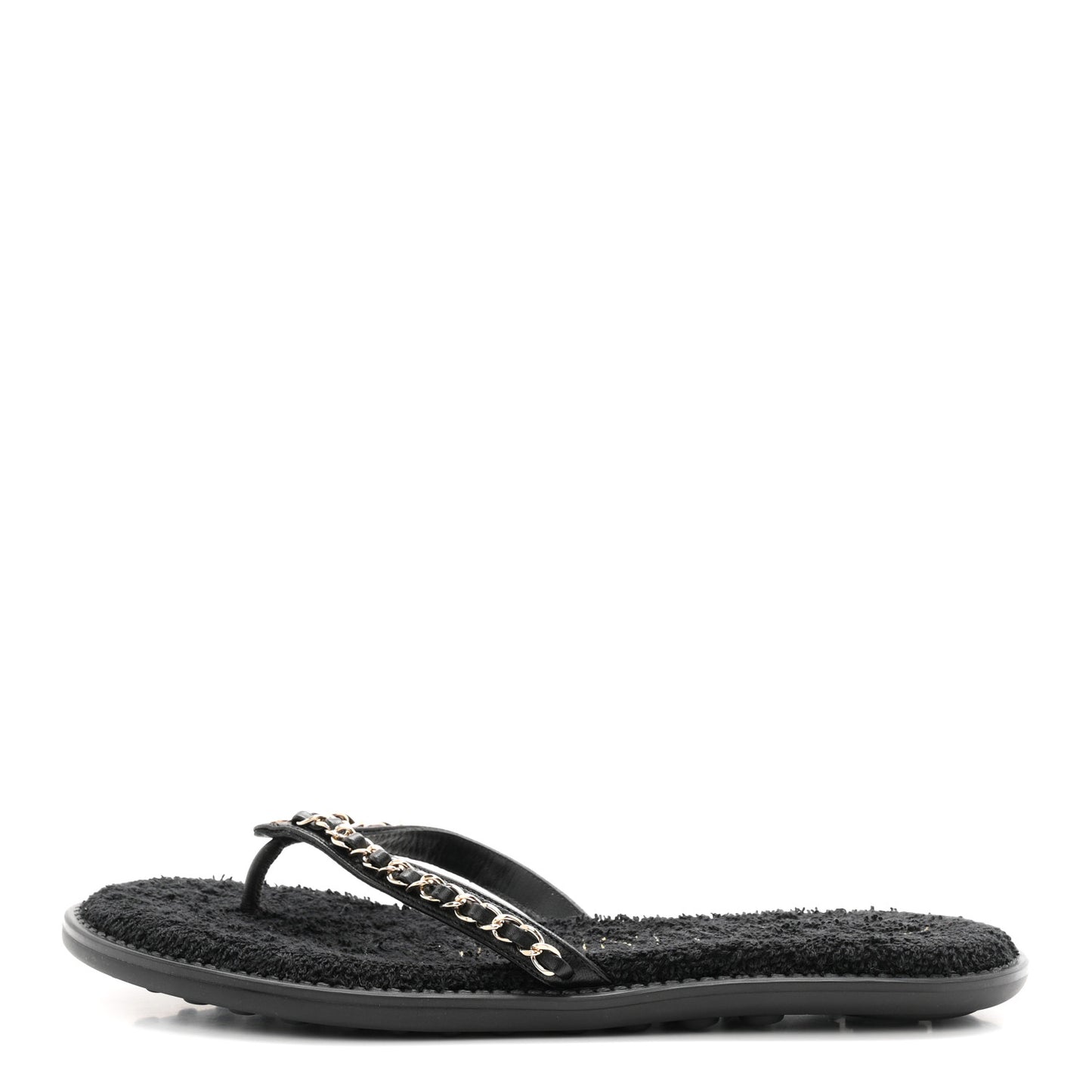 Lambskin CC Chain Thong Sandals 39 Black