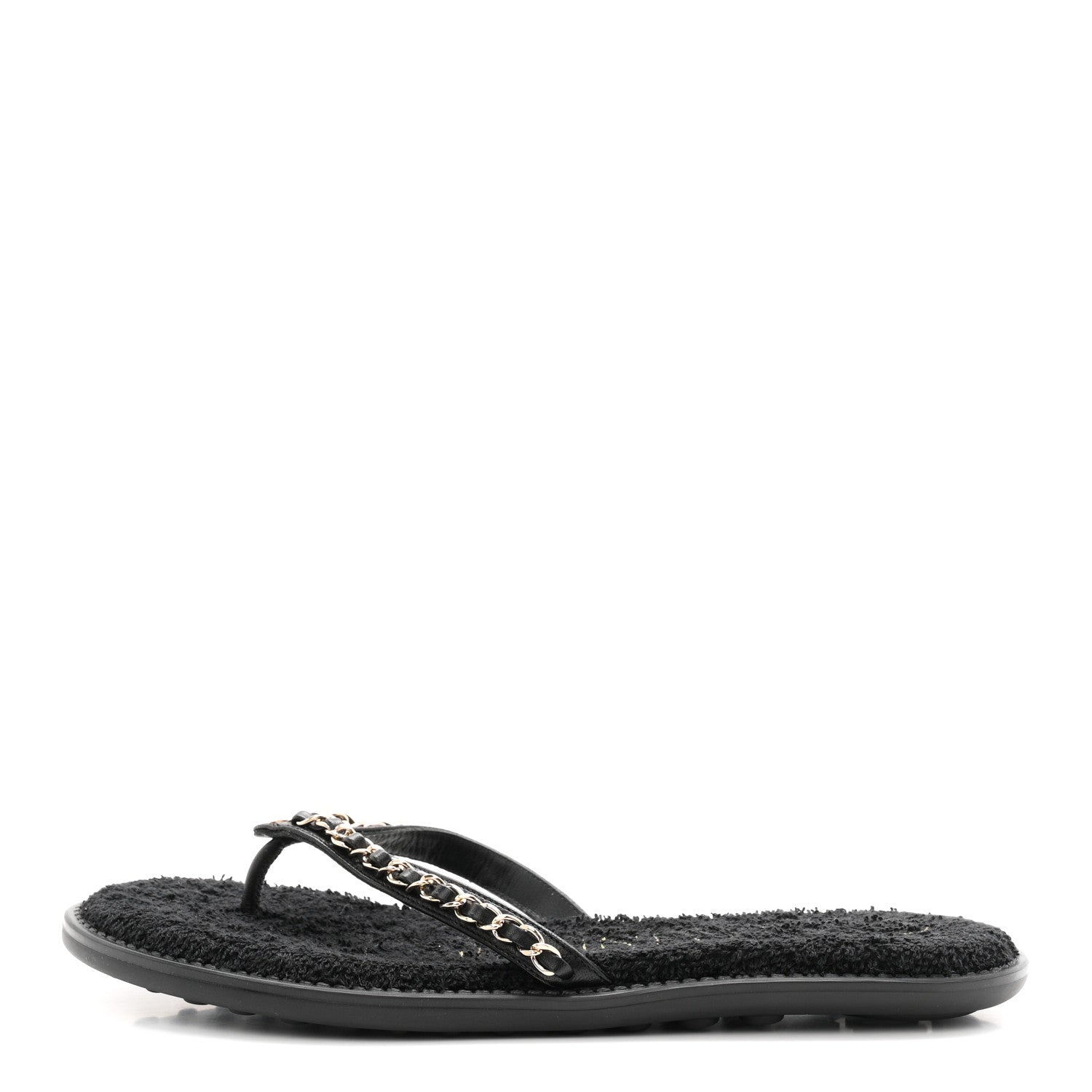 Chanel Lambskin CC Chain Thong Sandals 39 Black 1 of 10