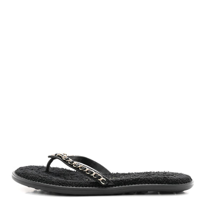 Chanel Lambskin CC Chain Thong Sandals 39 Black 1 of 10