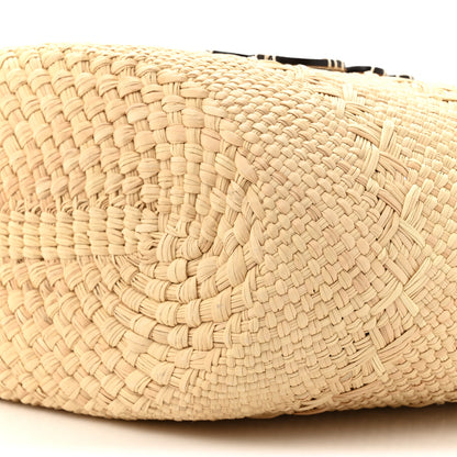Loewe Calfskin Raffia Paulas Ibiza Medium Anagram Basket Tote Bag Natural Tan 9 of 10