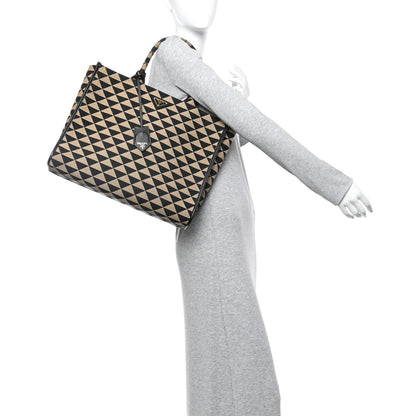 Prada Jacquard Saffiano Triangolo Symbole Embroidered Large Tote Black Corda 2 of 12