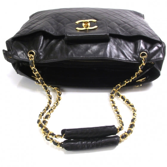 Chanel Lambskin Quilted Weekender Bag Black 6 of 13