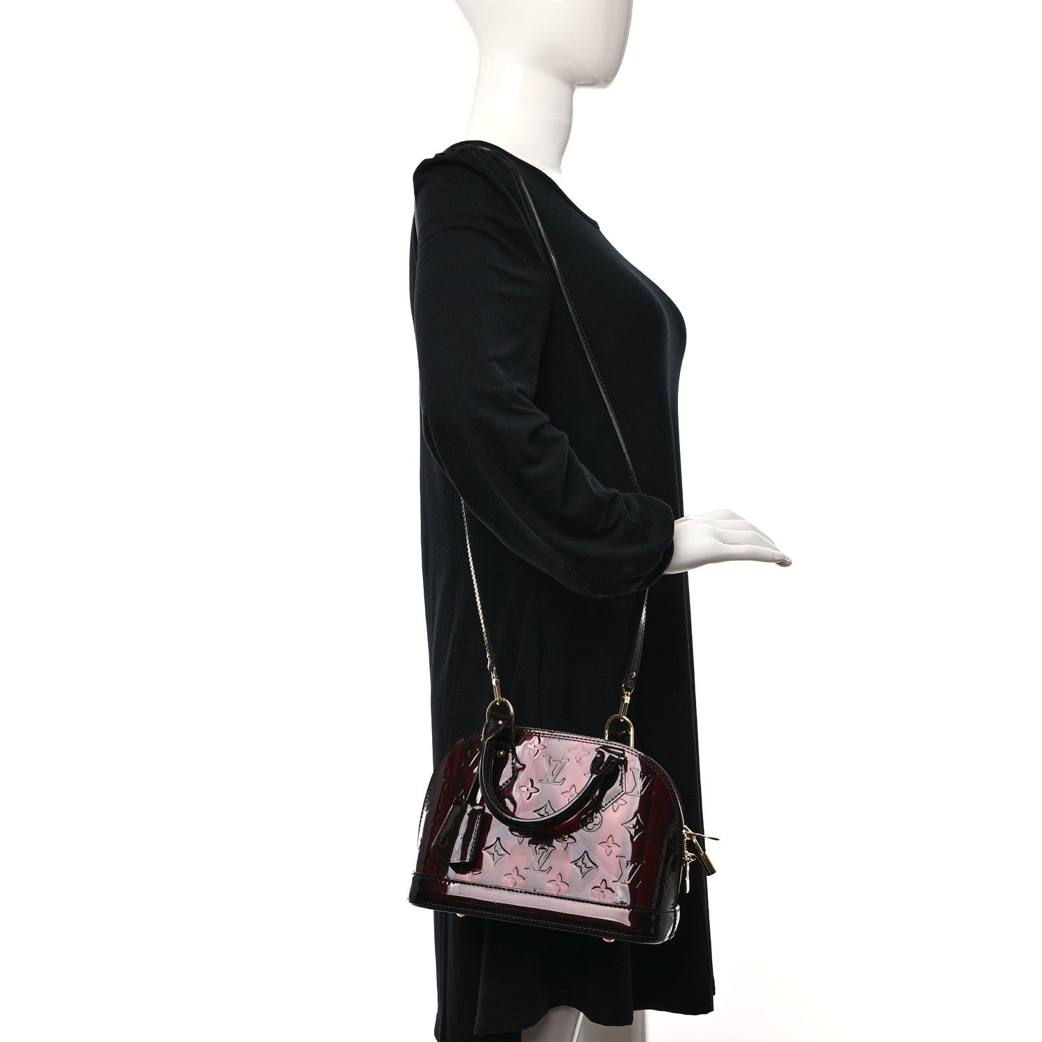 Louis Vuitton Vernis Rayures Alma BB Amarante 2 of 11