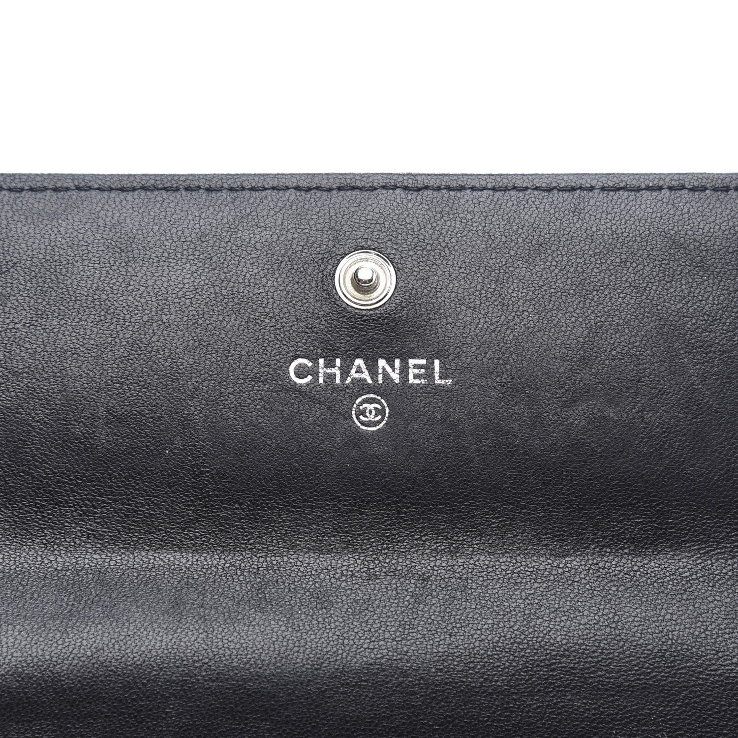 Chanel Lambskin Embossed Camellia Large Gusset Flap Wallet Black 6 of 11