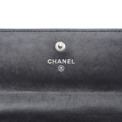 Chanel Lambskin Embossed Camellia Large Gusset Flap Wallet Black 6 of 11