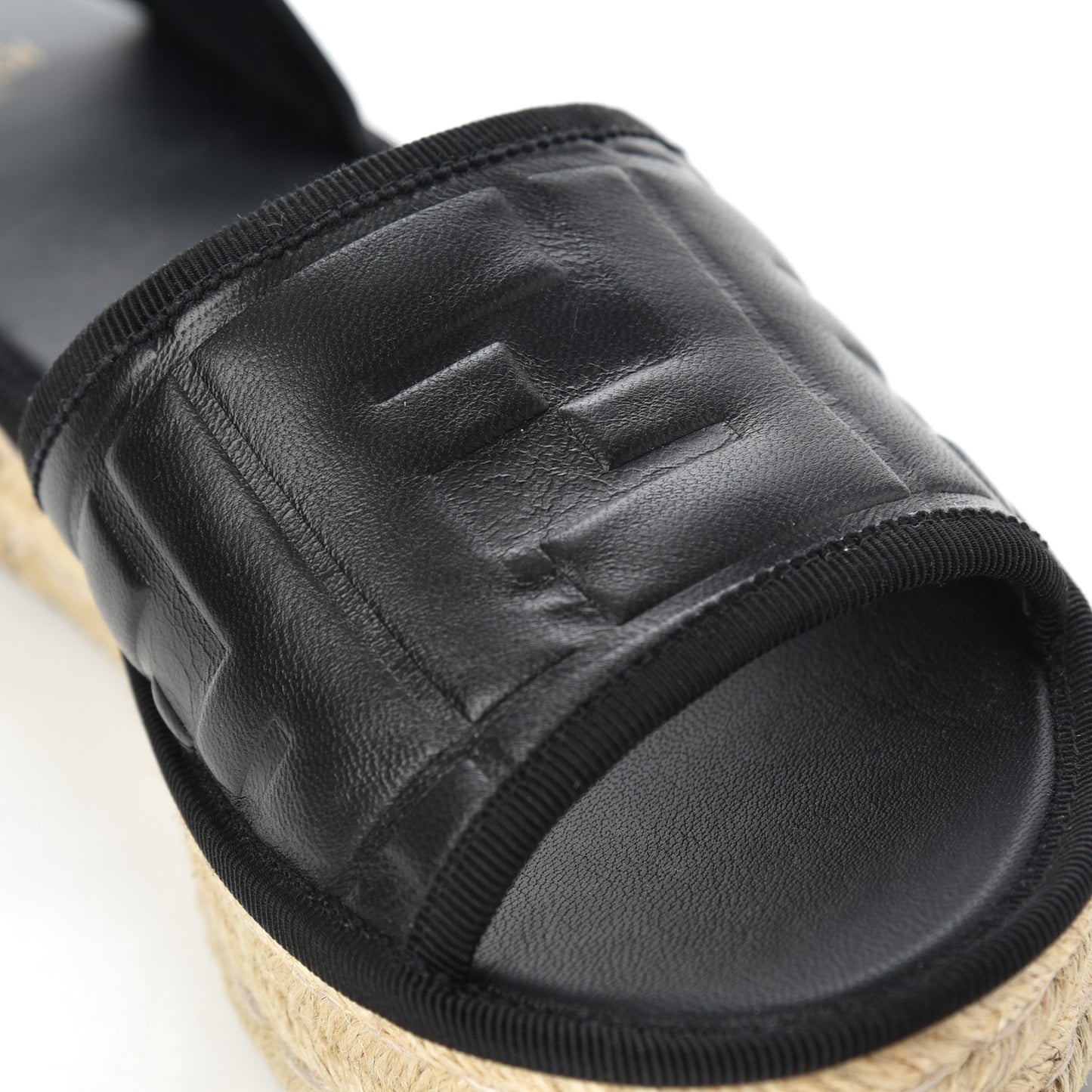 Nappa FF Embossed Espadrille Platform Sandals 37 Black