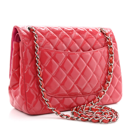 Chanel Patent Quilted Jumbo Double Flap Pink 3 of 17