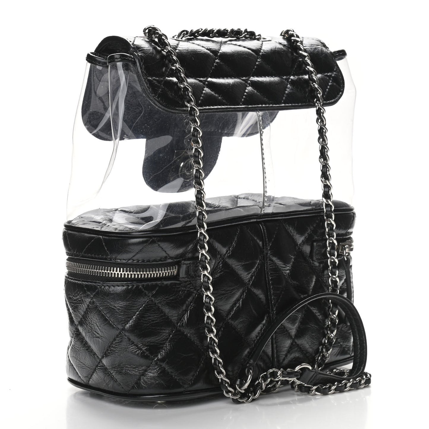 Crumpled Calfskin PVC Quilted Backpack Black