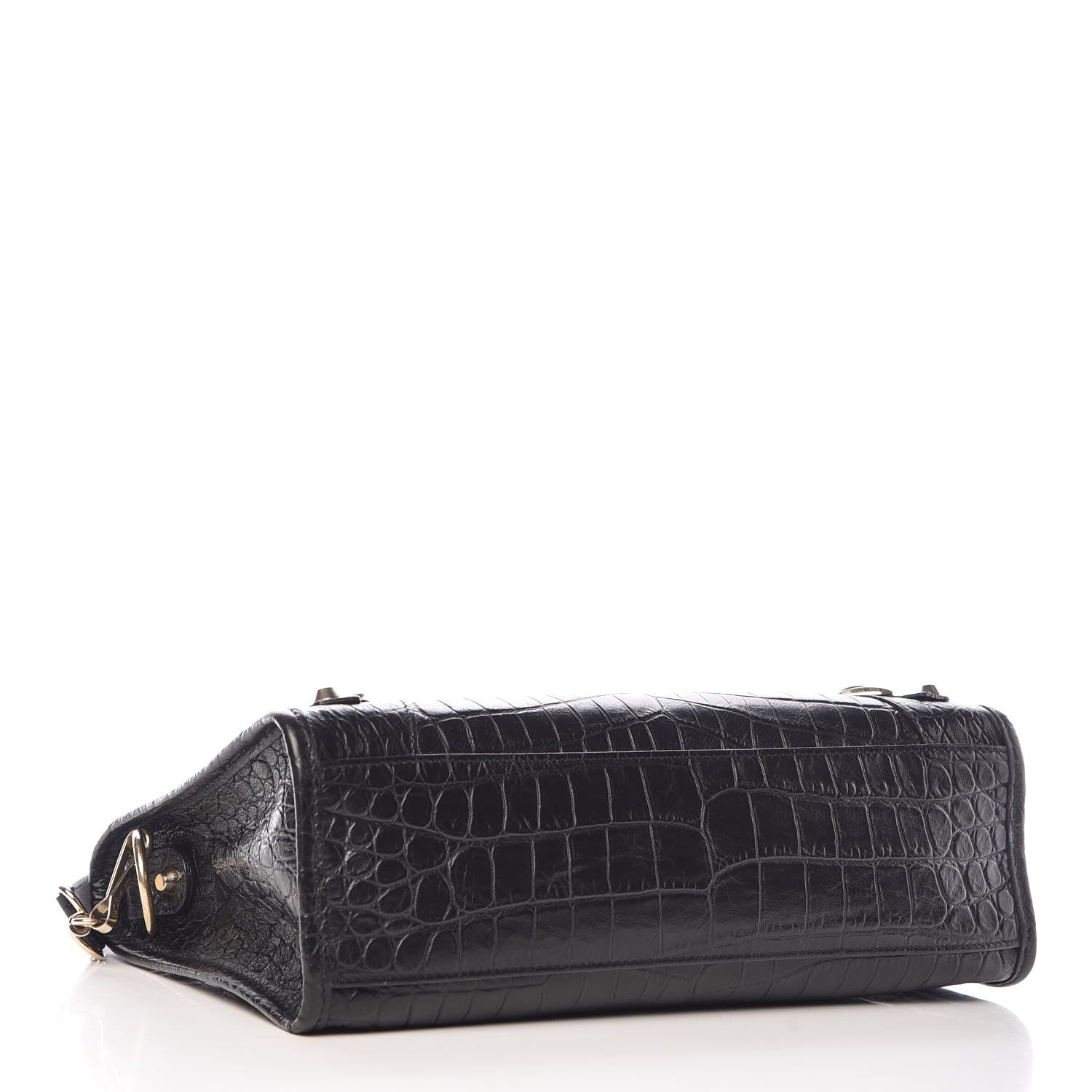 Balenciaga Calfskin Crocodile Embossed Classic Silver Hardware S City Black 4 of 8