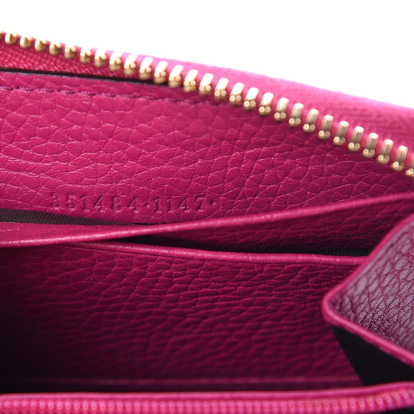 Pebbled Calfskin Soho Compact Disco Zip Around Wallet Bright Bougainvillea