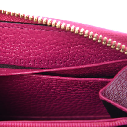 Gucci Pebbled Calfskin Soho Compact Disco Zip Around Wallet Bright Bougainvillea 7 of 8
