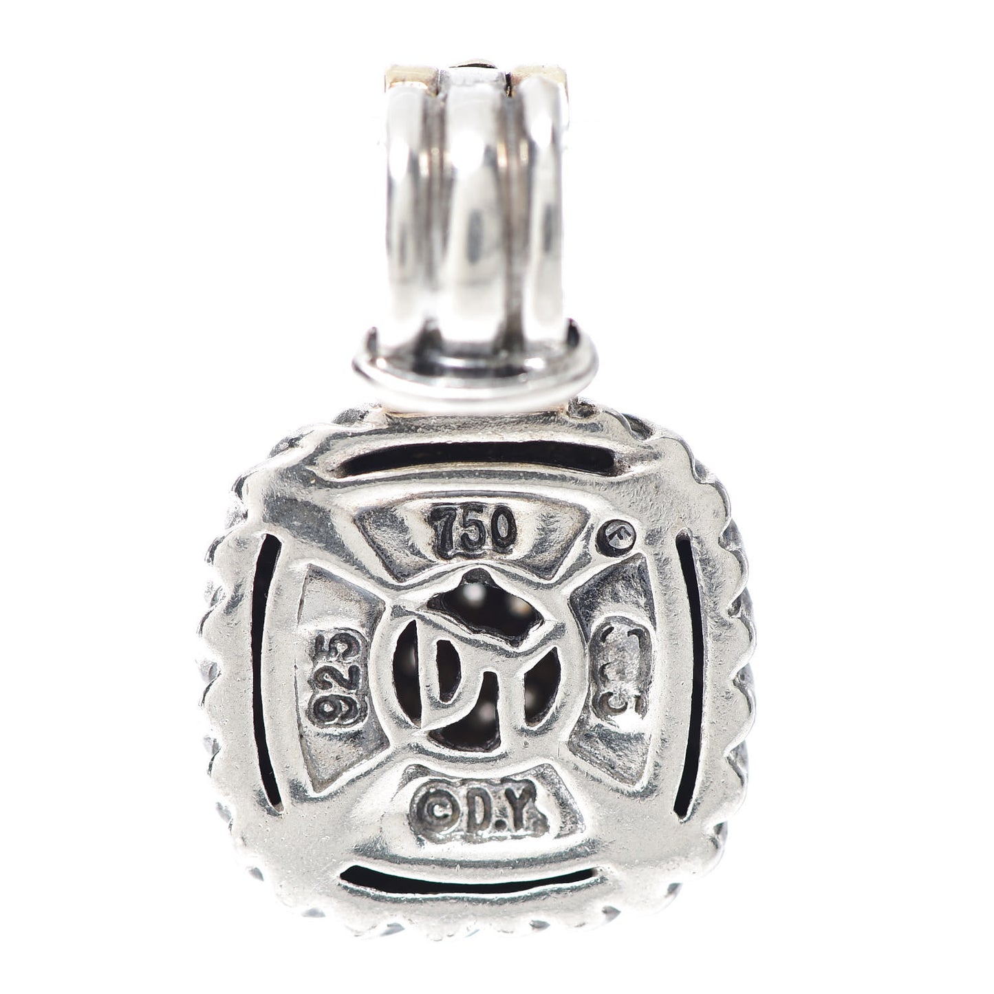 Sterling Silver 18K Yellow Gold Diamond 7mm Albion Enhancer Pendant