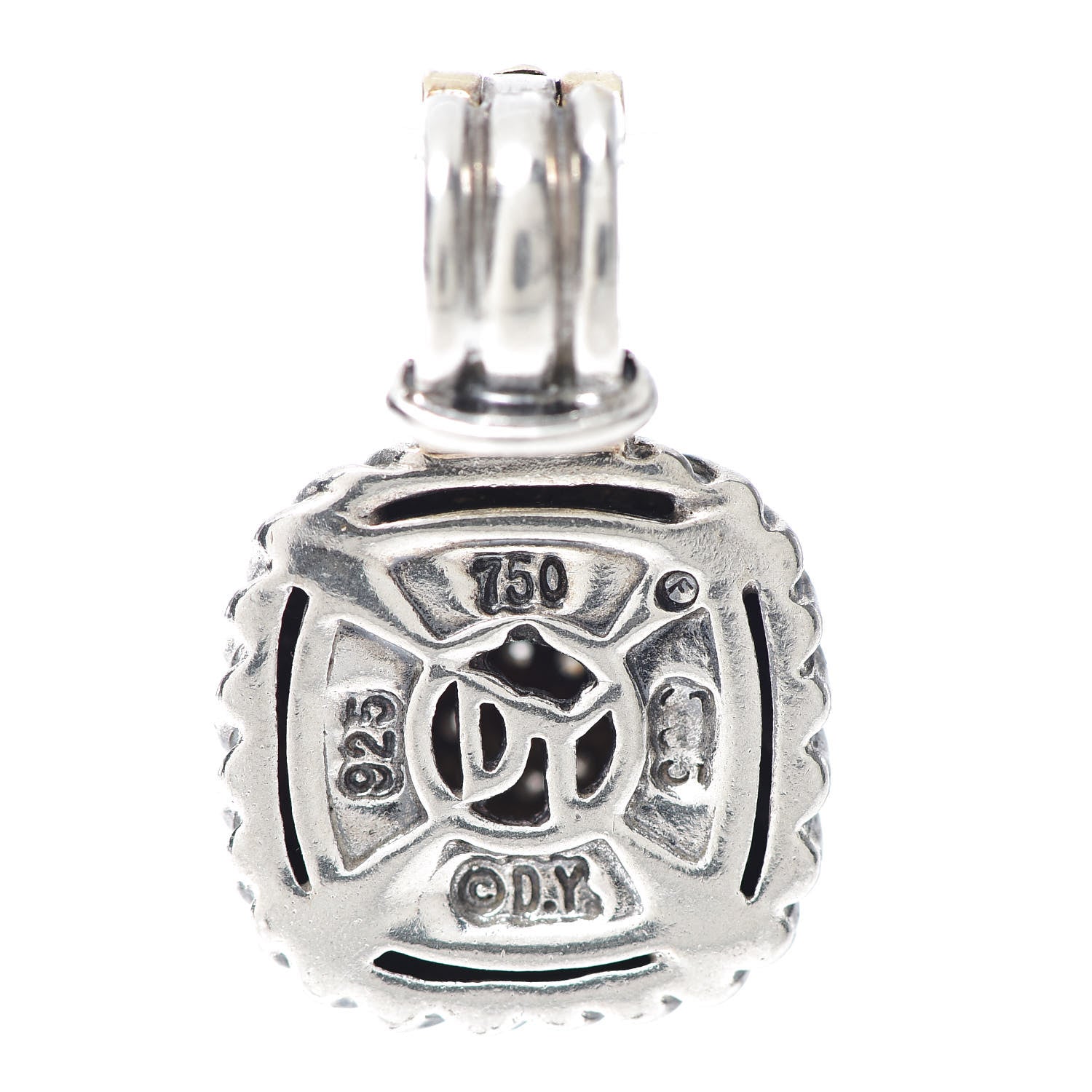 David Yurman Sterling Silver 18K Yellow Gold Diamond 7mm Albion Enhancer Pendant 3 of 3