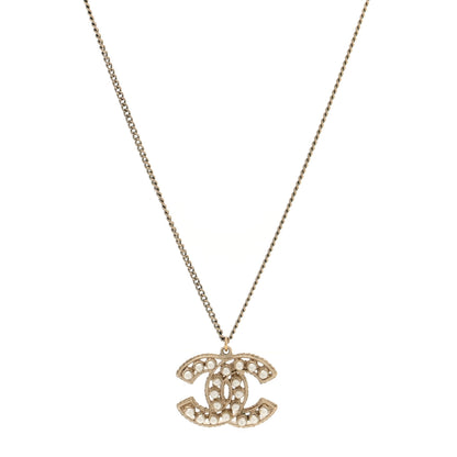 Chanel Pearl CC Pendant Necklace Gold 1 of 4