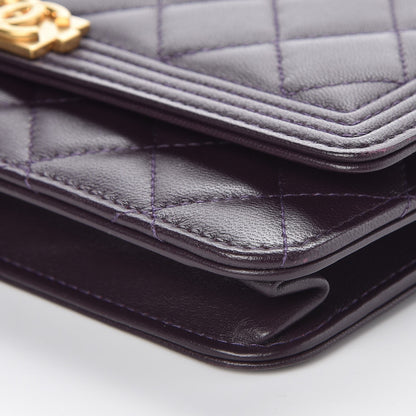 Chanel Lambskin Quilted Boy Wallet On Chain WOC Dark Purple 11 of 11