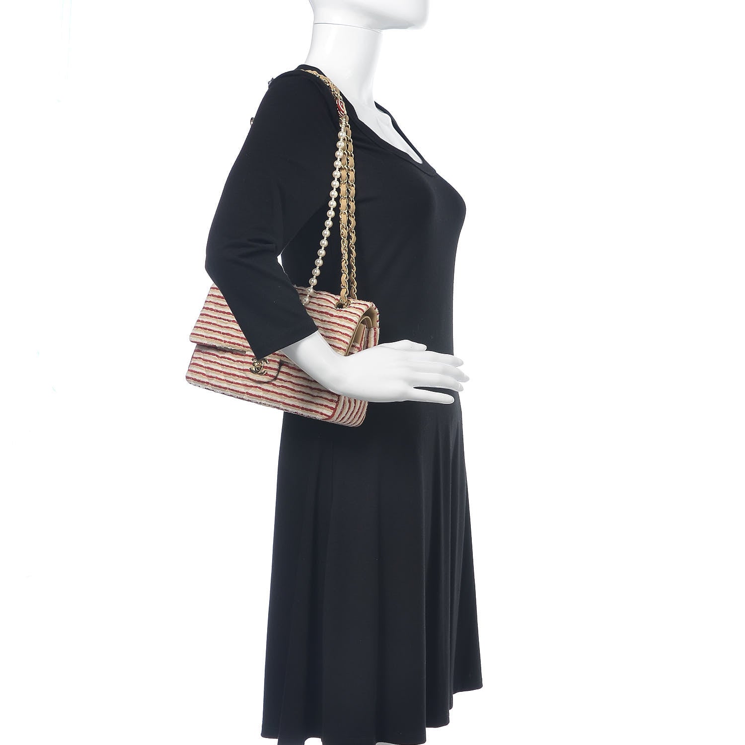 Chanel Jersey Quilted Medium Coco Sailor Flap Red White 2 of 10