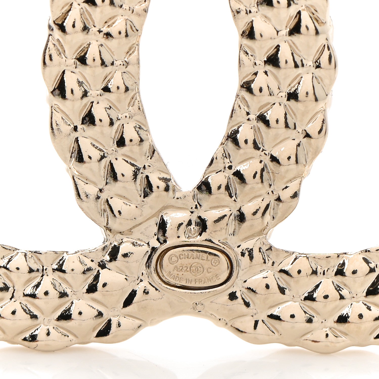 Chanel Metal Crystal Baguette CC Brooch Gold 4 of 5