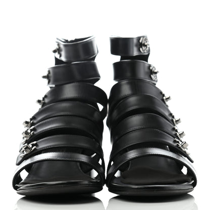 Chanel Calfskin CC Turnlock Sandals 39.5 Black 2 of 8