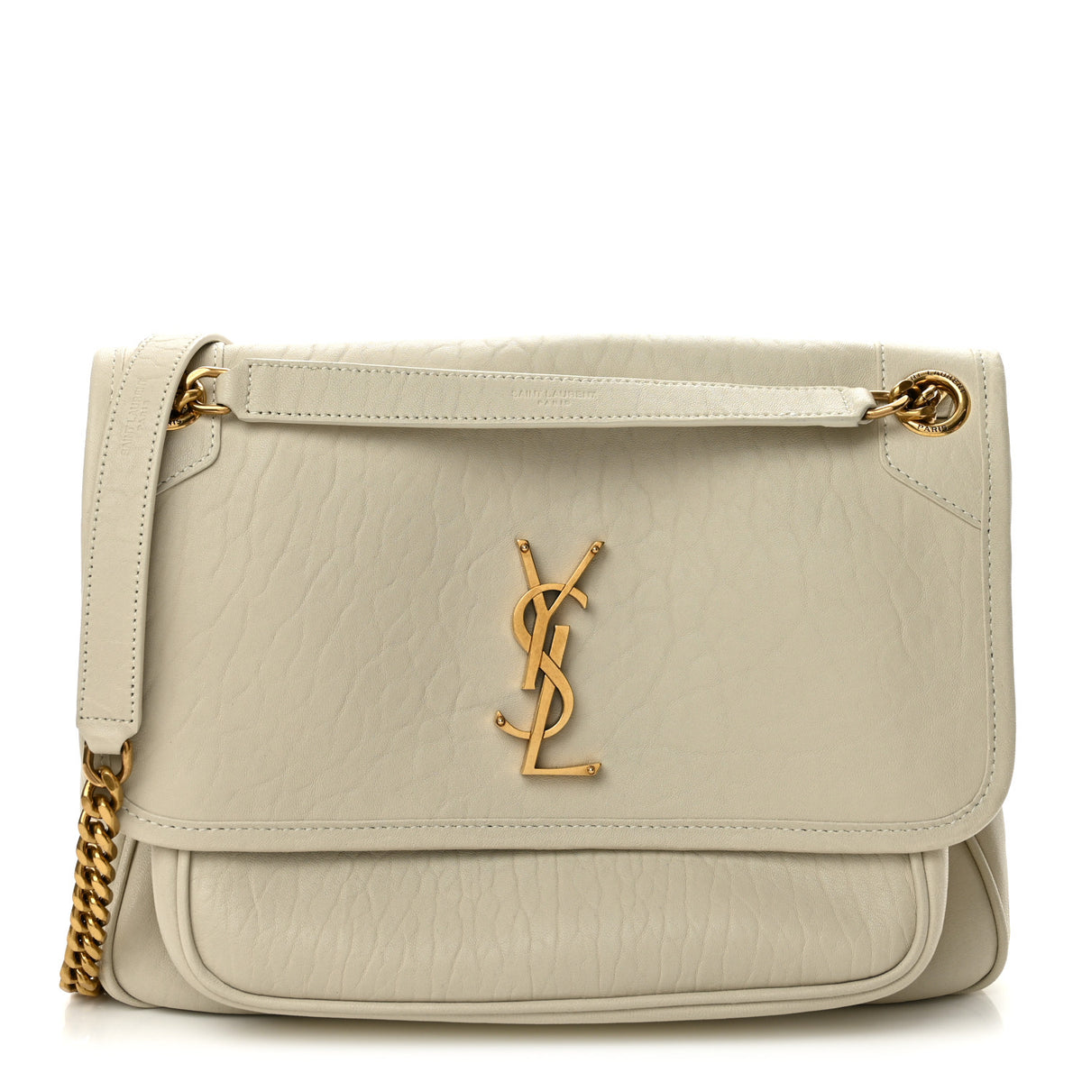 Saint Laurent Grained Lambskin Monogram Medium Niki Chain Satchel Crema Soft 1 of 12
