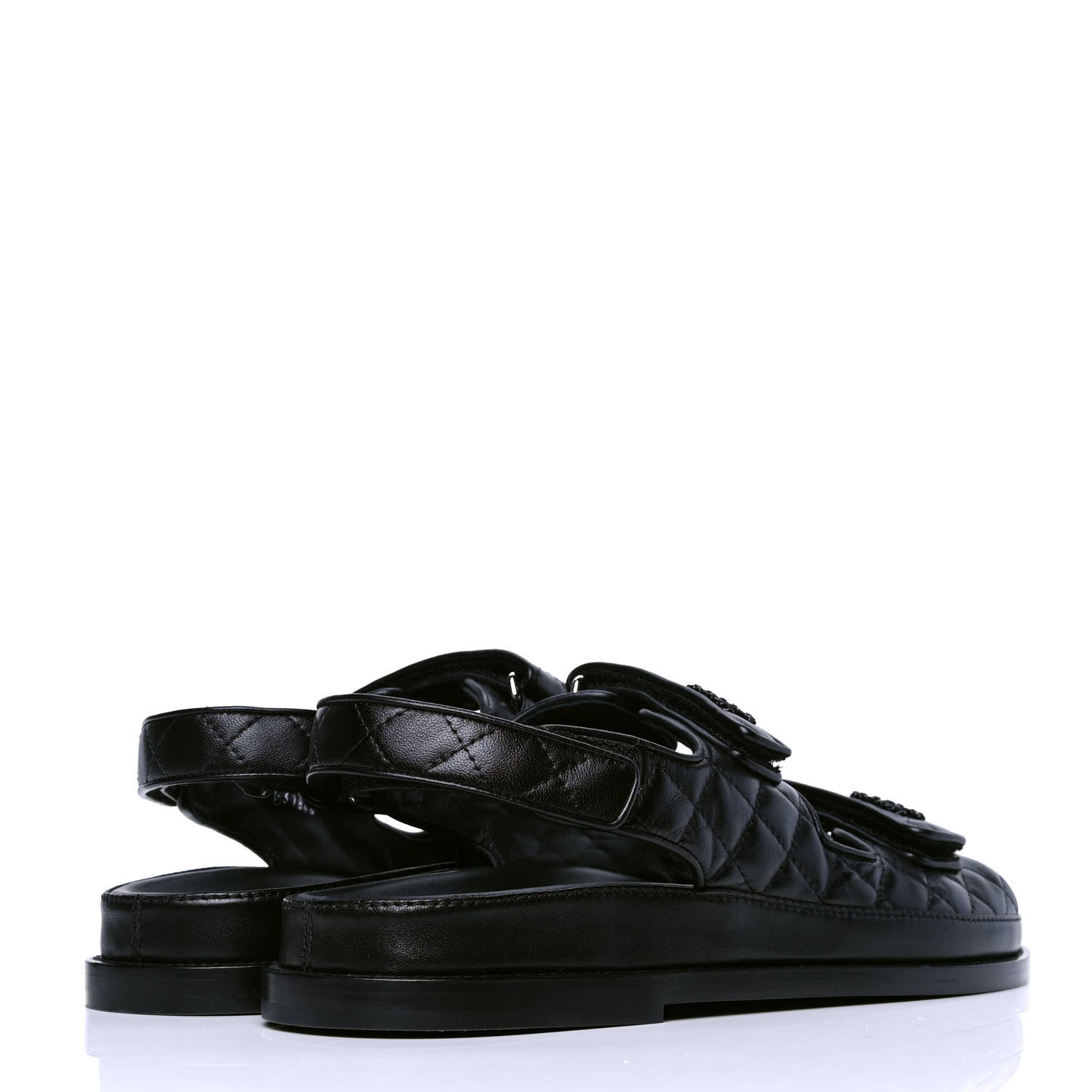 Chanel Lambskin Velcro Dad Sandals 41.5 Black 3 of 4