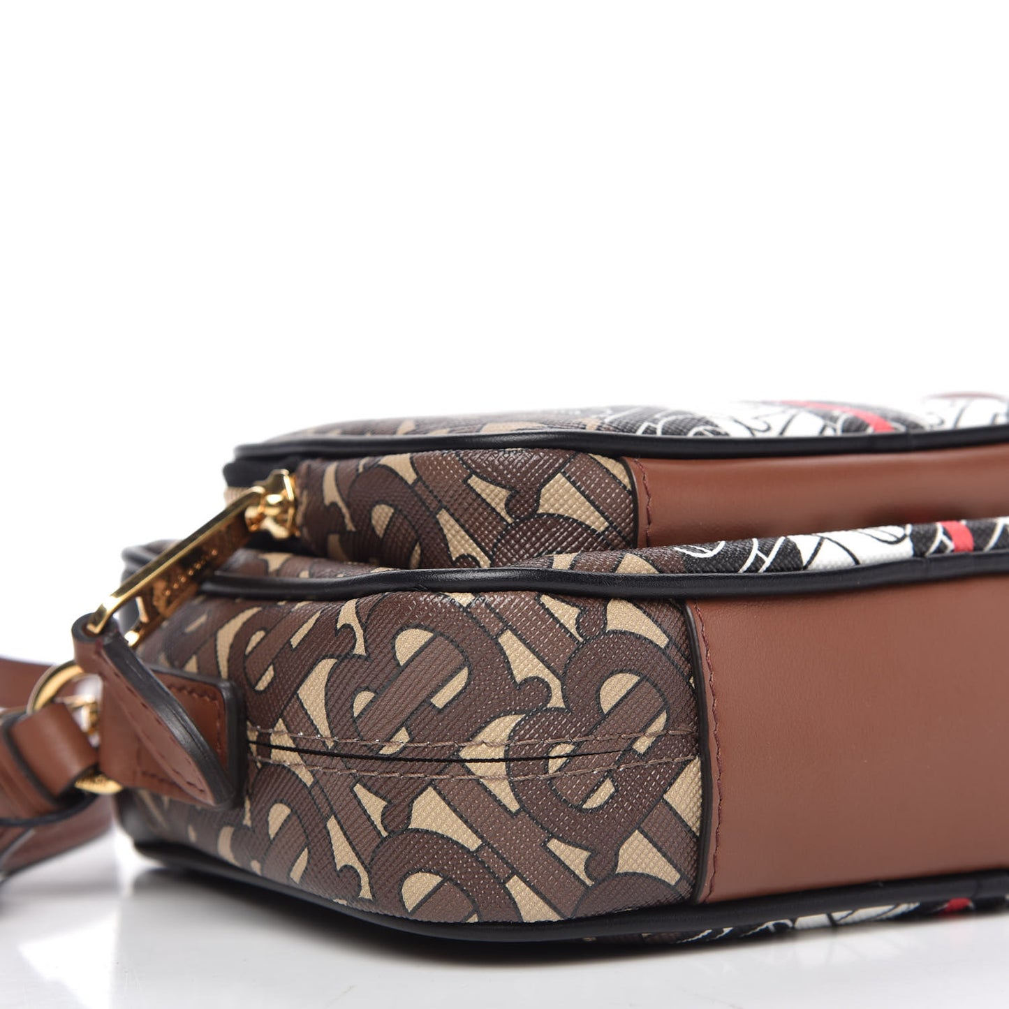 E-Canvas Monogram Stripe Camera Bag Bridle Brown