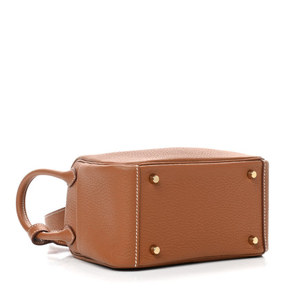 Hermes Taurillon Clemence Mini Lindy 20 Gold 4 of 9