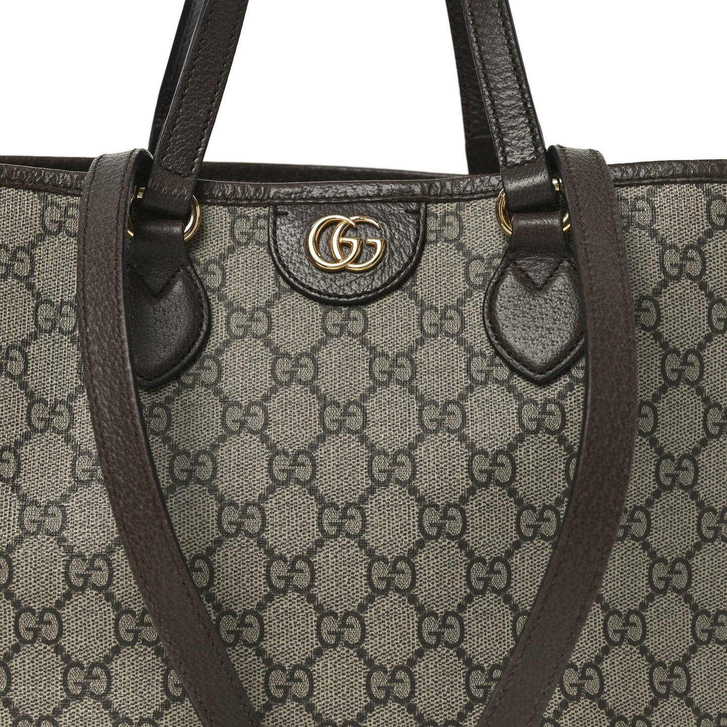 GG Supreme Monogram Textured Calfskin Small Ophidia Shoulder Tote Bag Beige Ebony New Acero