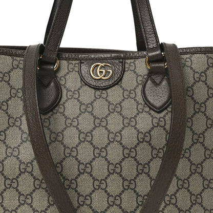 Gucci GG Supreme Monogram Textured Calfskin Small Ophidia Shoulder Tote Bag Beige Ebony New Acero 8 of 10