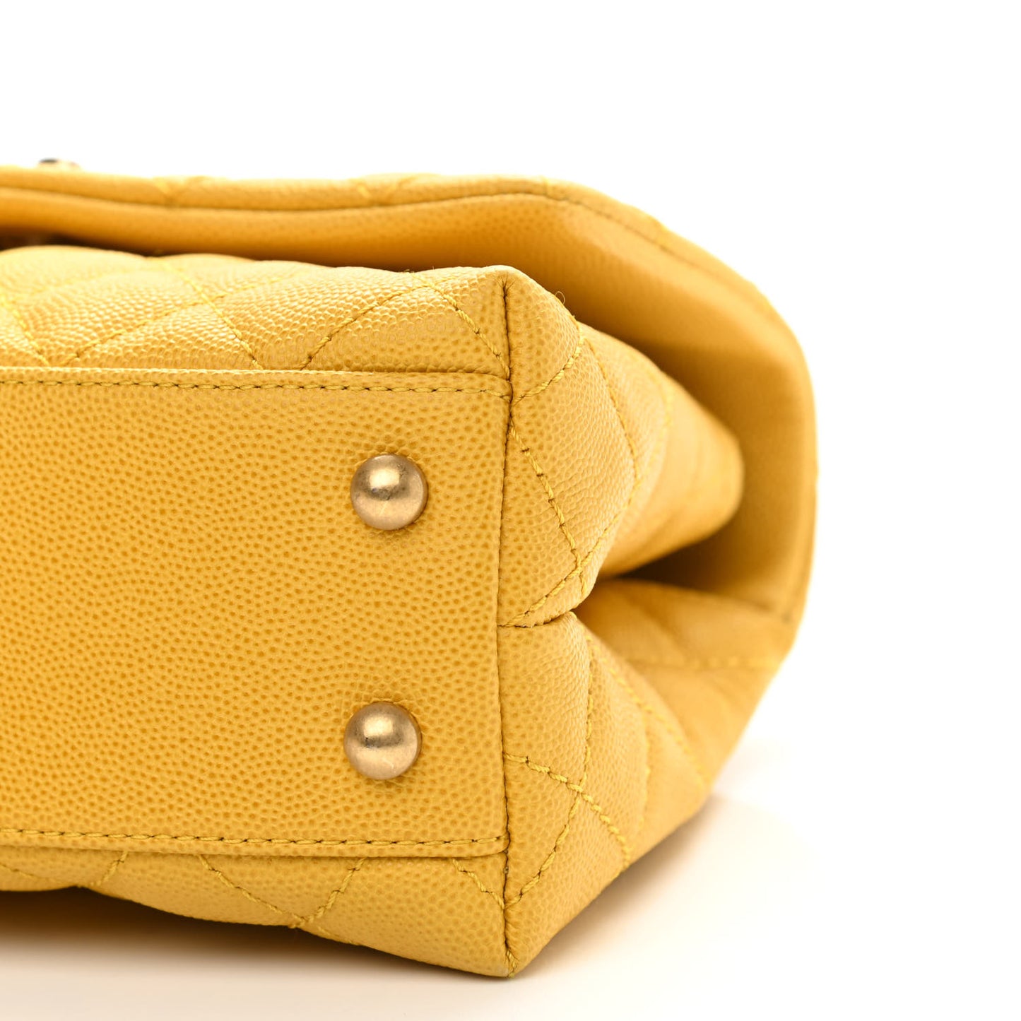 Caviar Quilted Mini Coco Handle Flap Yellow