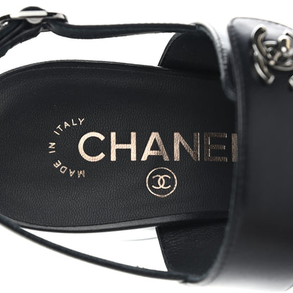 Chanel Calfskin CC Turnlock Sandals 37.5 Black 7 of 10
