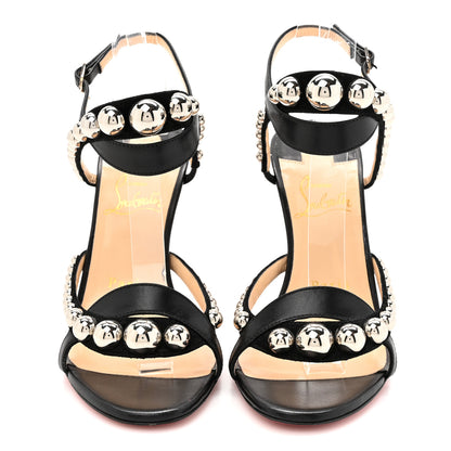 Christian Louboutin Shiny Nappa Suede Galeria 100 Sandals 36 Black Silver 2 of 11
