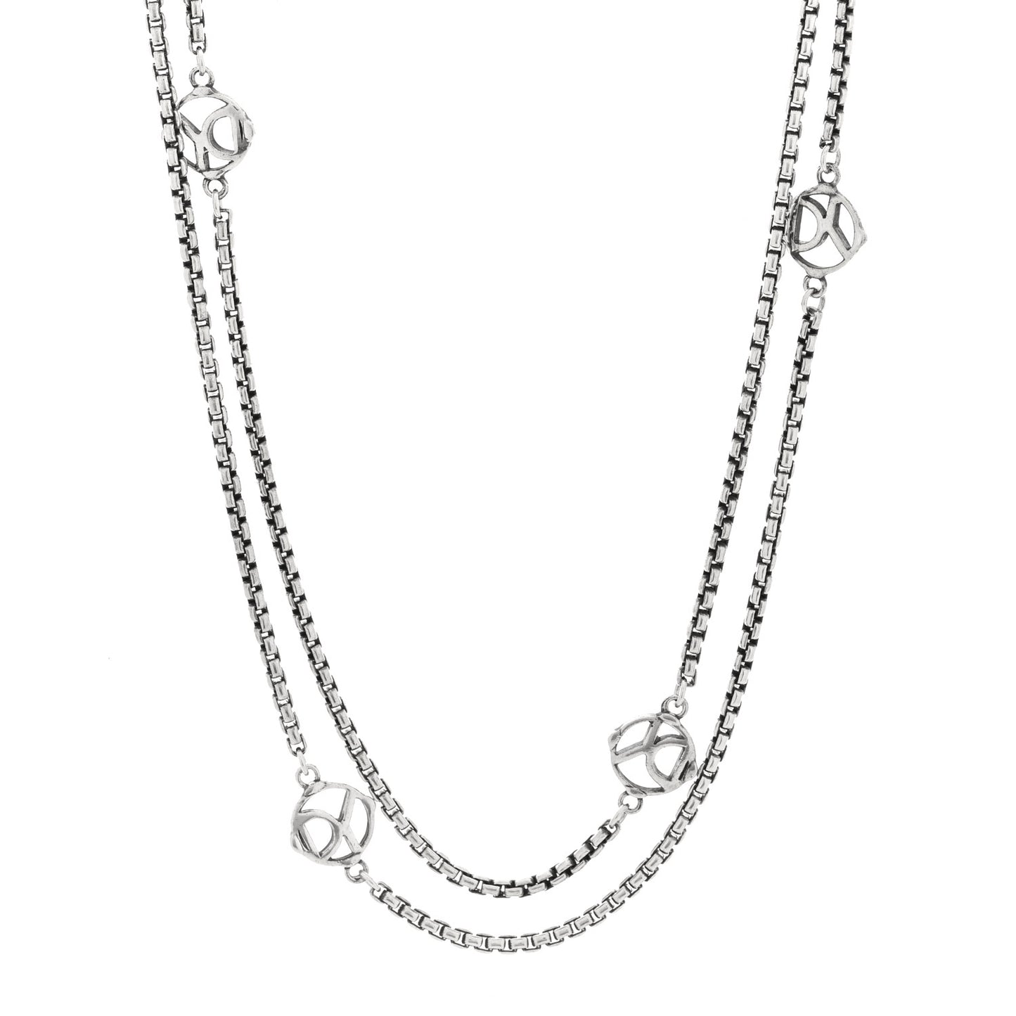 Sterling Silver Logo Station Necklace 36"