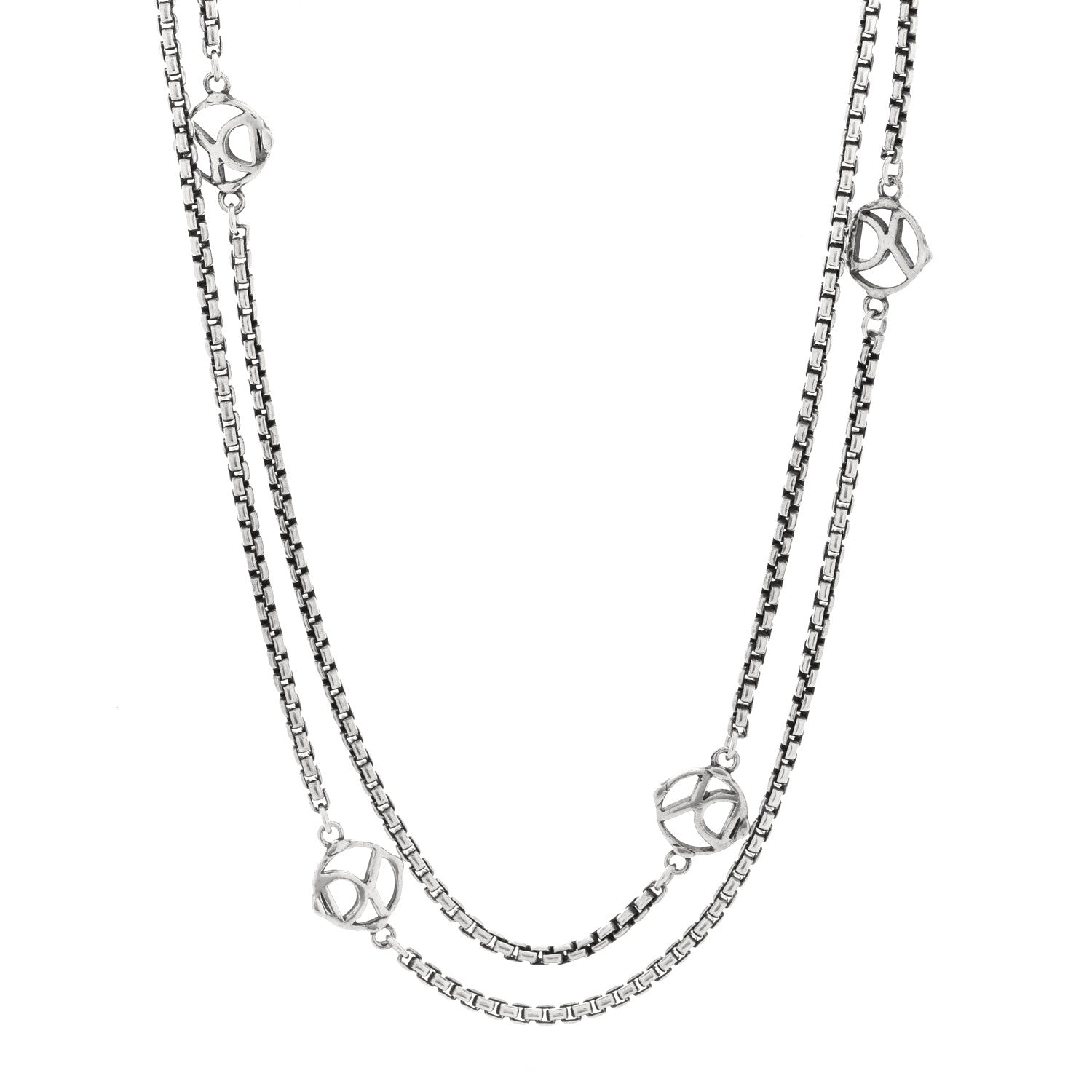 David Yurman Sterling Silver Logo Station Necklace 36" 1 of 4