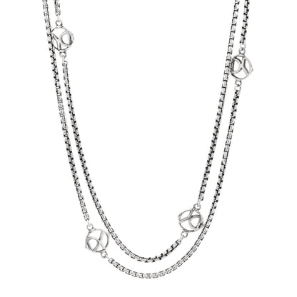 David Yurman Sterling Silver Logo Station Necklace 36" 1 of 4