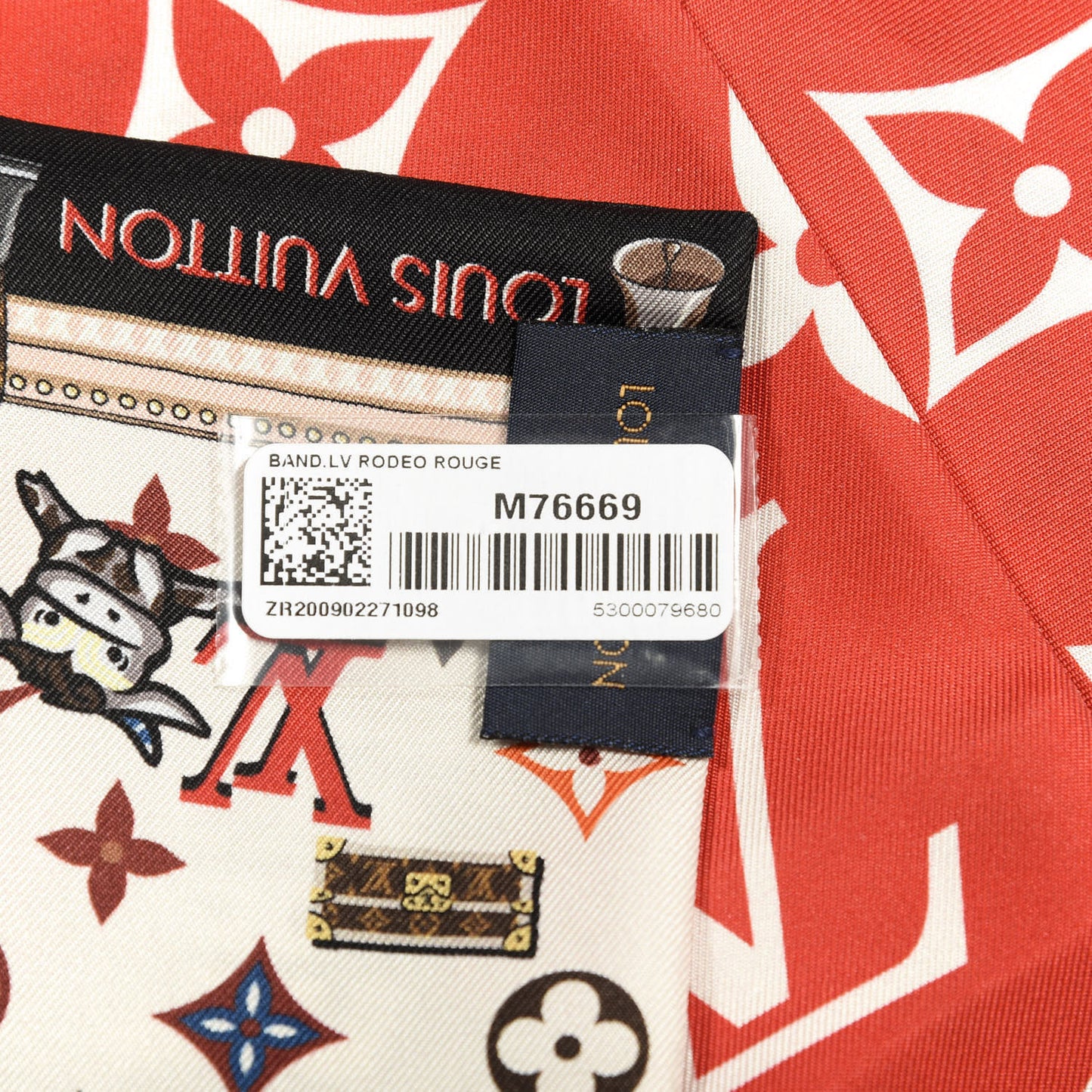 Silk Monogram Rodeo Bandeau Red