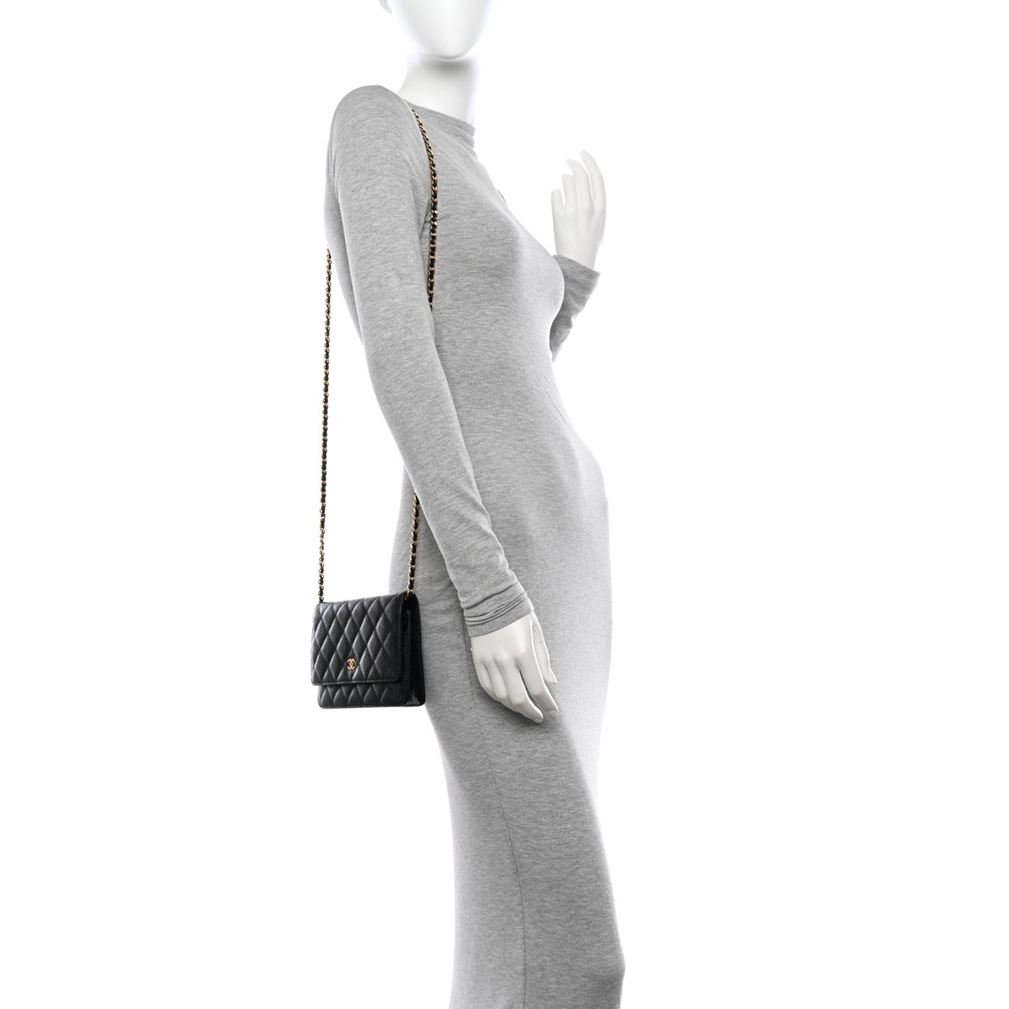 Caviar Quilted Wallet on Chain WOC Black