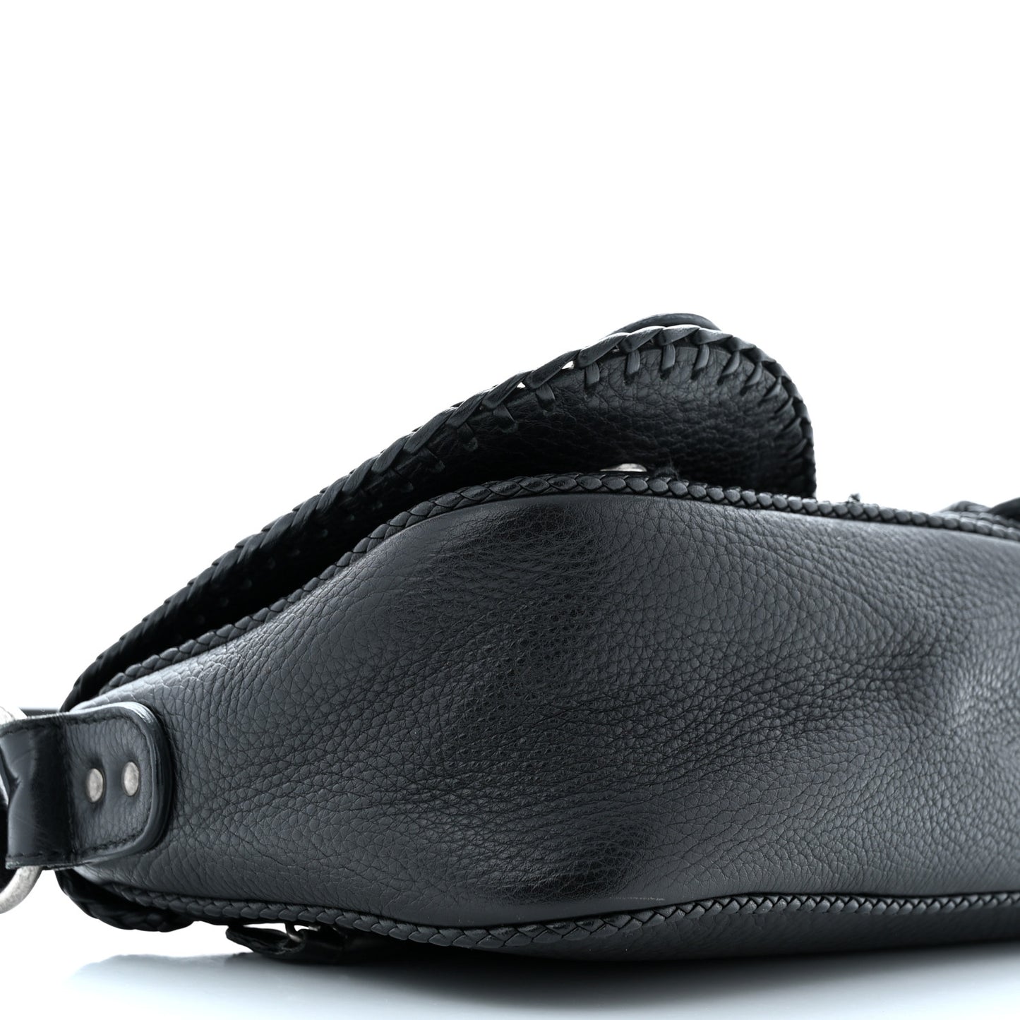 Pebbled Calfskin Mini Gaucho Crossbody Bag Black