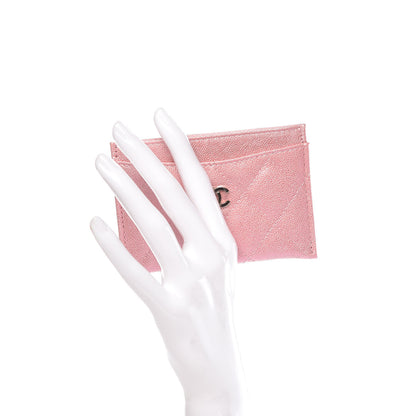 Chanel Iridescent Caviar Quilted Card Holder Pink 2 of 9