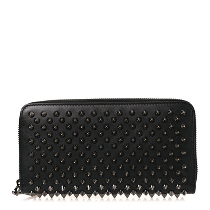 Christian Louboutin Calfskin Panettone Spiked Zip Around Wallet Black 1 of 8
