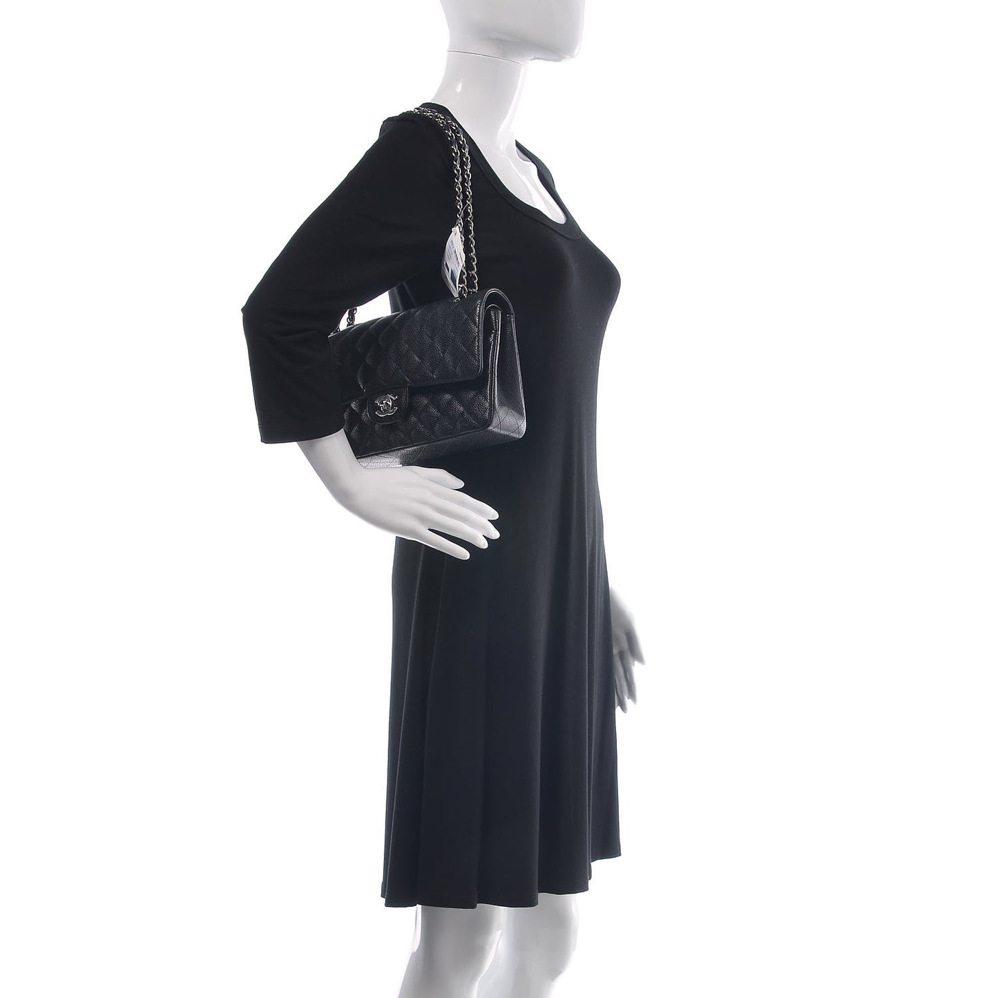 Caviar Quilted Medium Double Flap Black