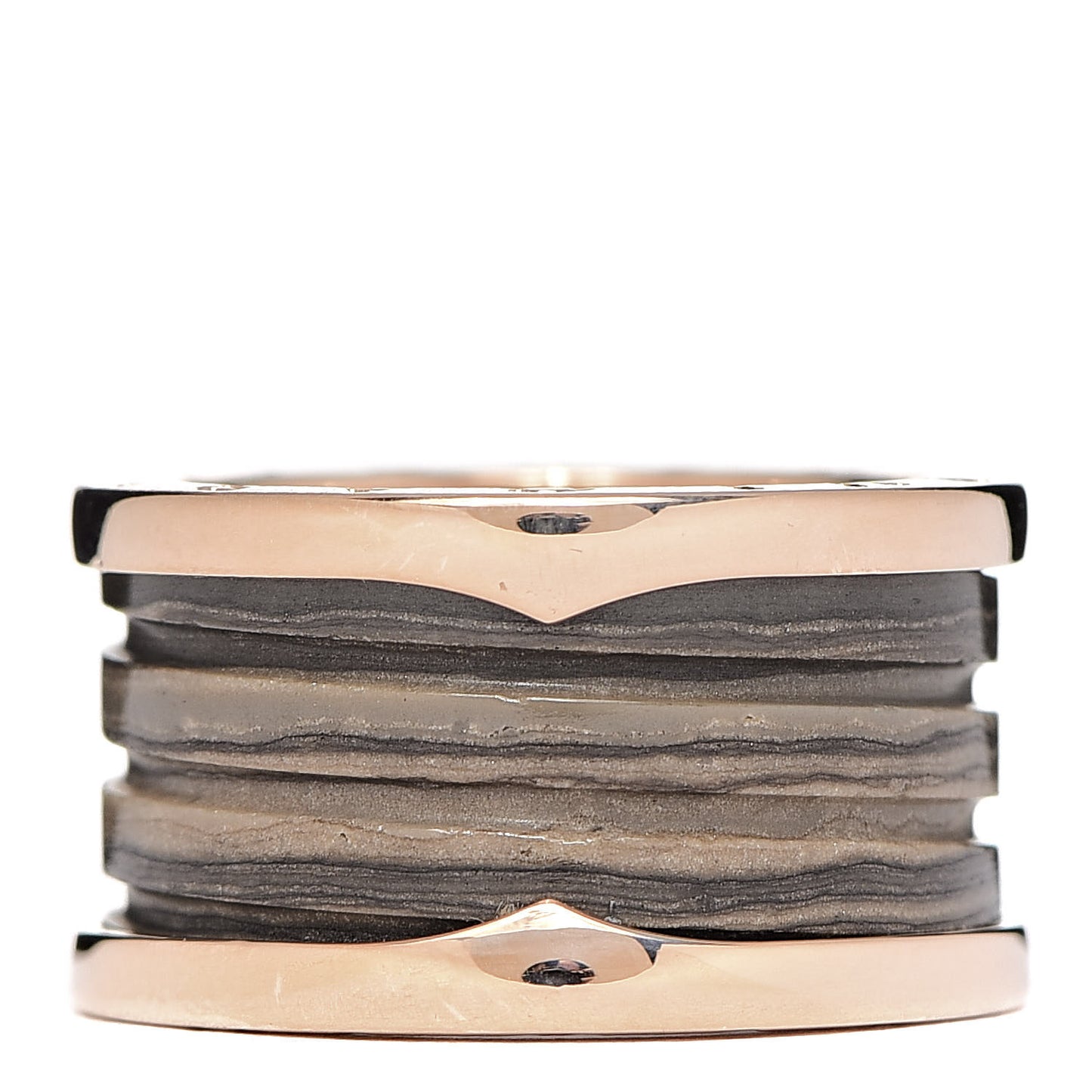 18K Rose Gold Brown Marble B.Zero1 Four-Band Ring 52 6