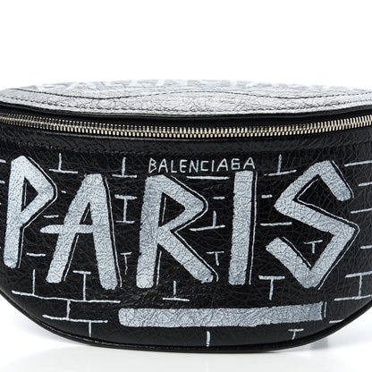 Balenciaga Agneau Arena Graffiti All Over XXS Souvenir Belt Bag Black White 10 of 10