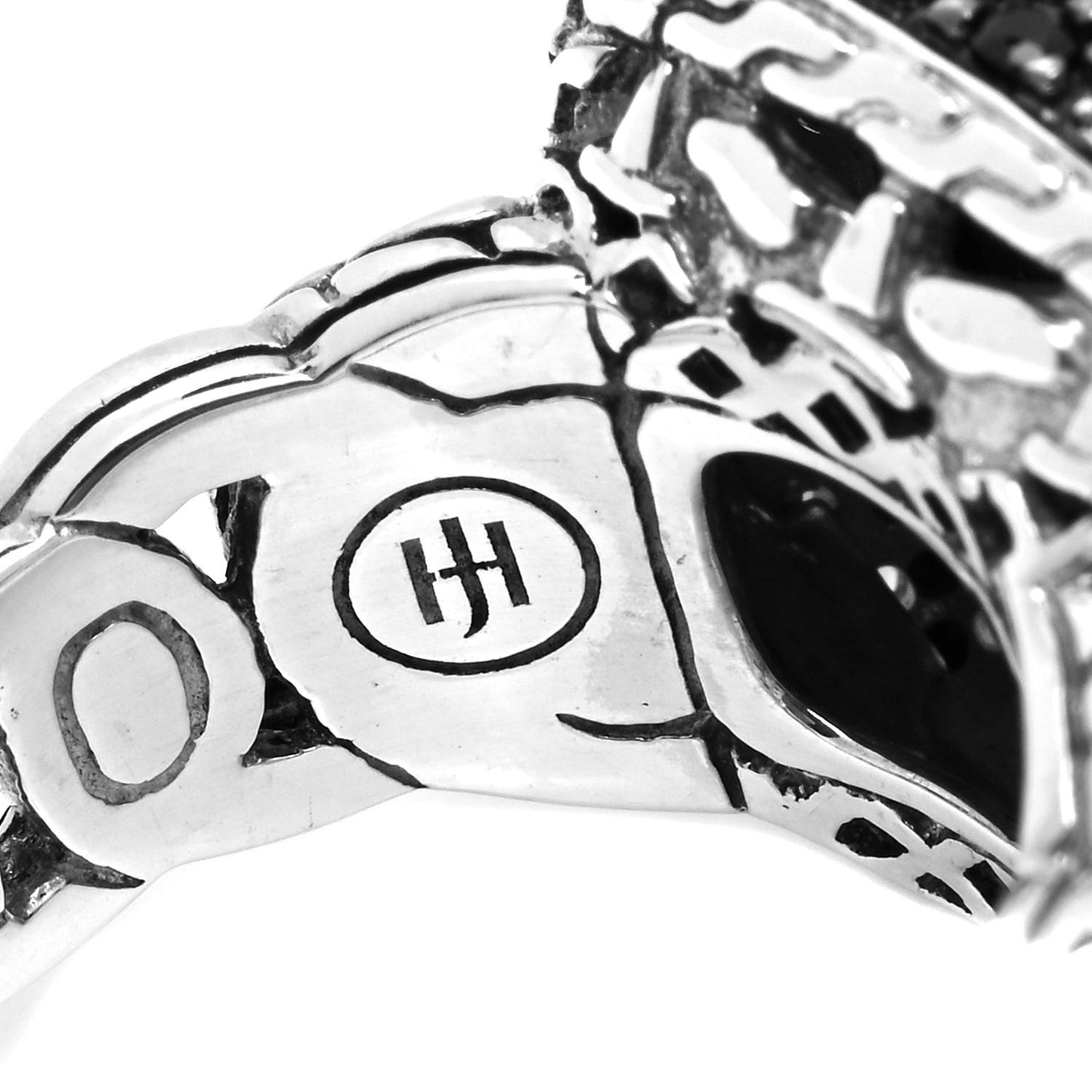 Sterling Silver Smoky Quartz Spinel Black Sapphire Batu Classic Chain Ring 54 7