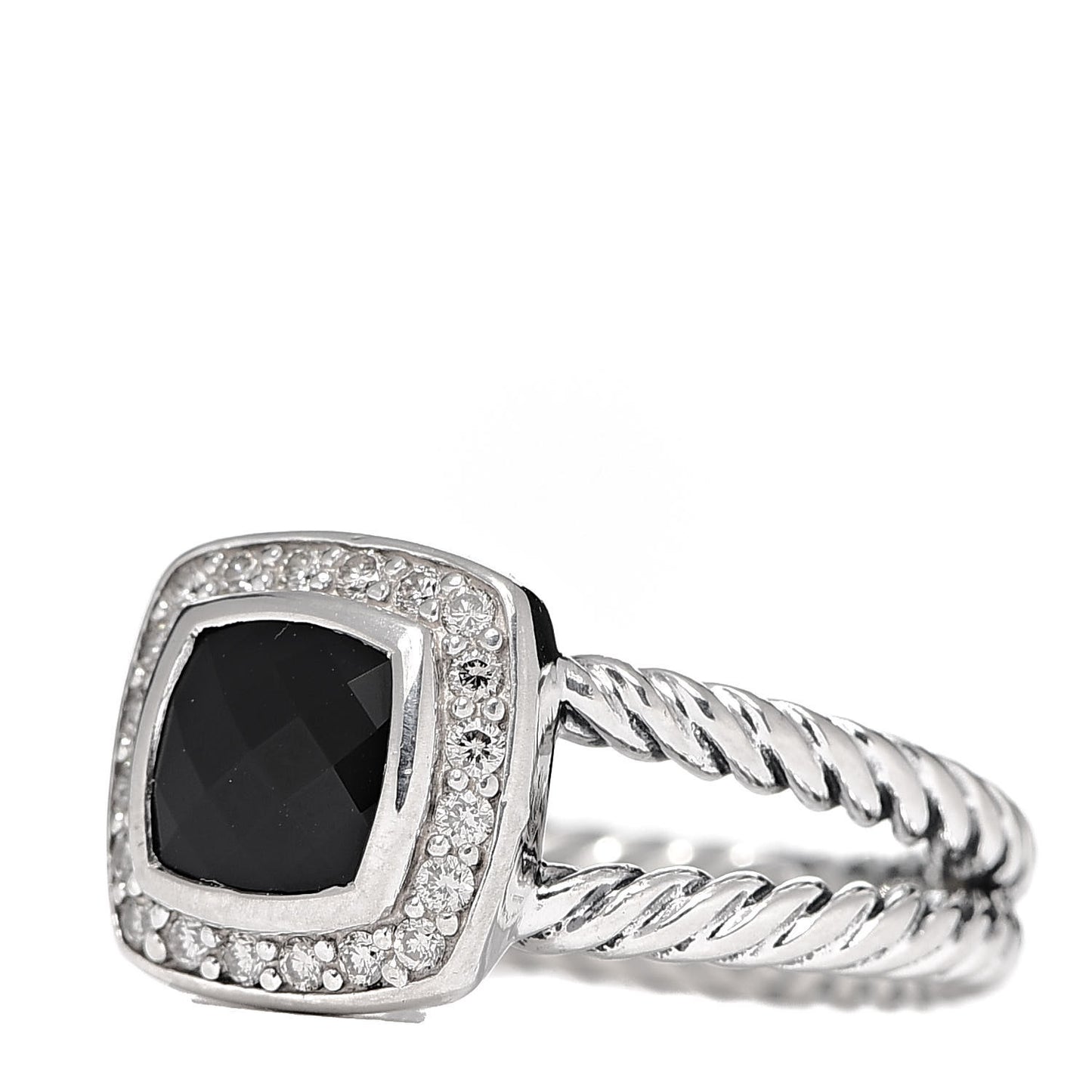 Sterling Silver Diamond Black Onyx 7mm Petite Albion Ring 54 7