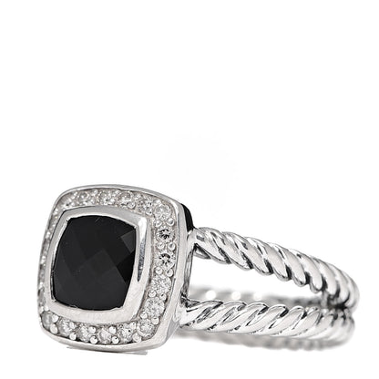 David Yurman Sterling Silver Diamond Black Onyx 7mm Petite Albion Ring 54 7 3 of 5