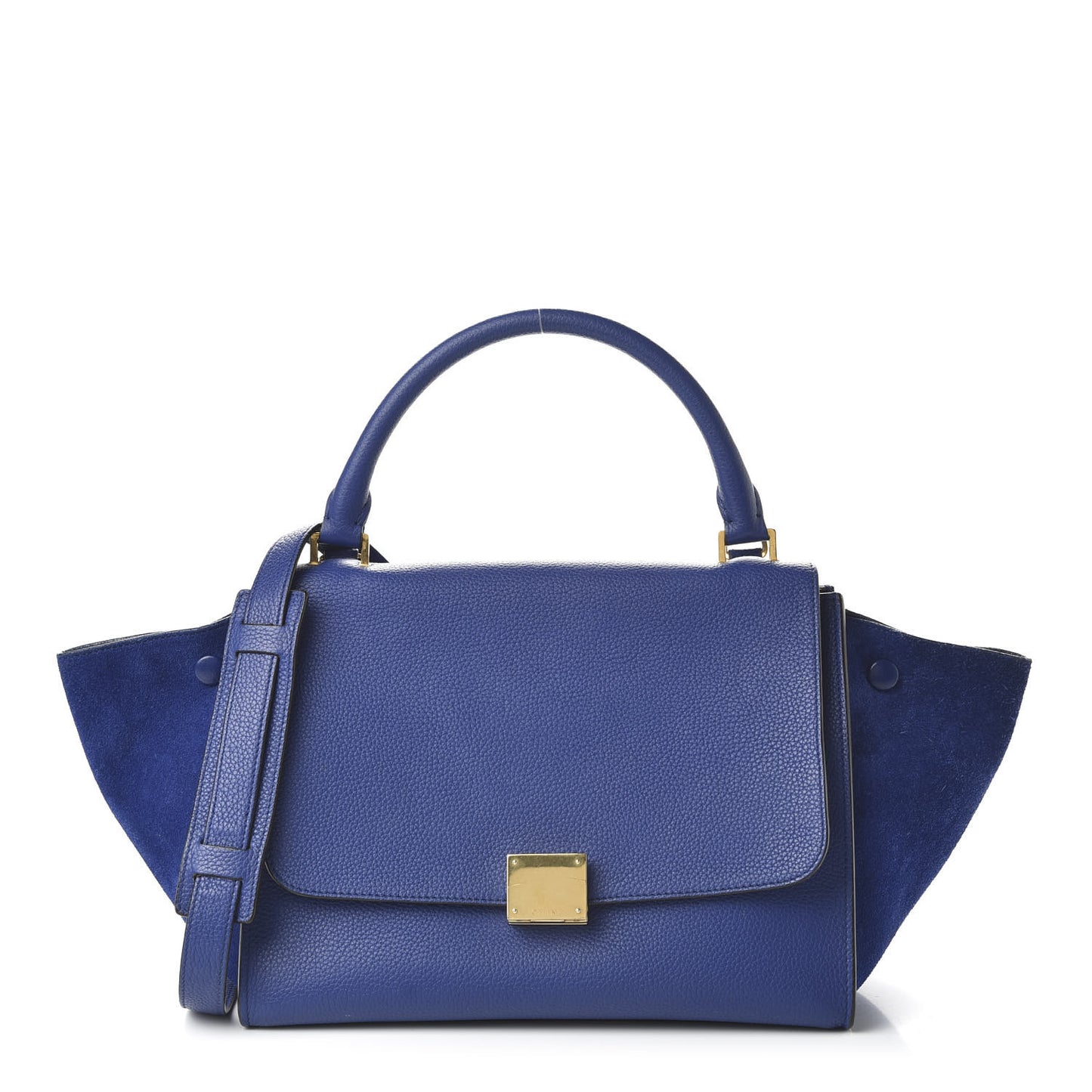 Drummed Calfskin Suede Small Trapeze Indigo