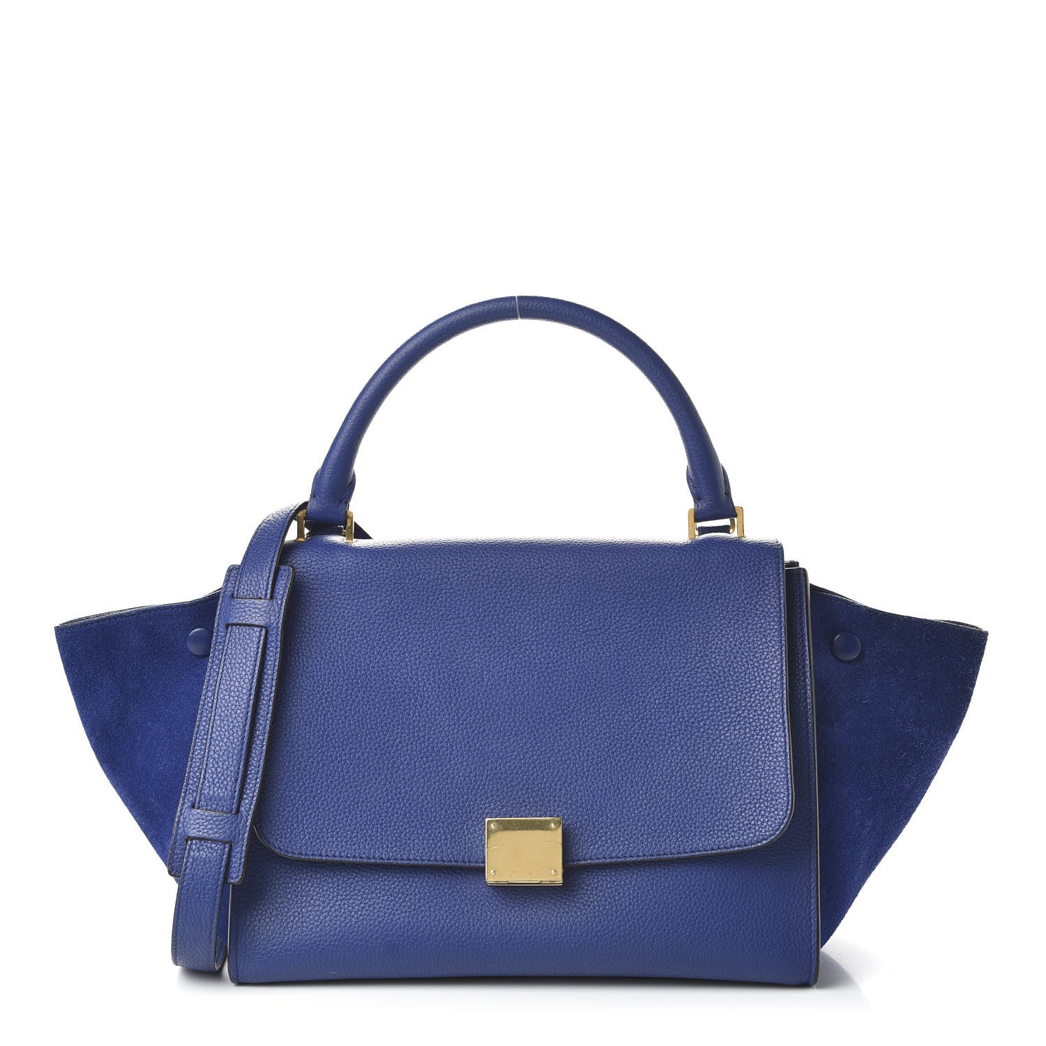 Celine Drummed Calfskin Suede Small Trapeze Indigo 1 of 11