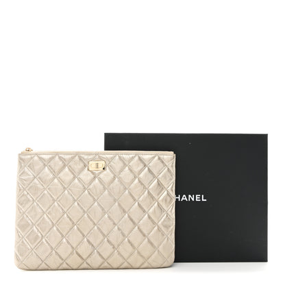 Chanel Metallic Aged Calfskin Quilted Medium 2.55 Reissue Cosmetic Case Gold 8 of 8