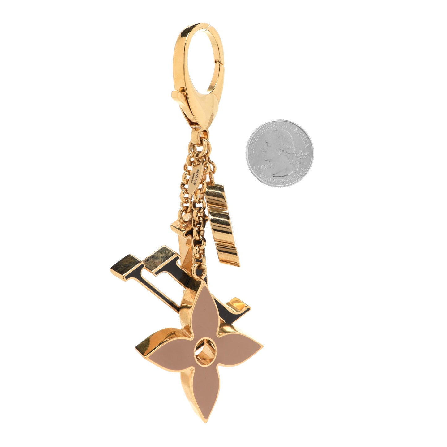Fleur De Monogram Bag Charm Dore
