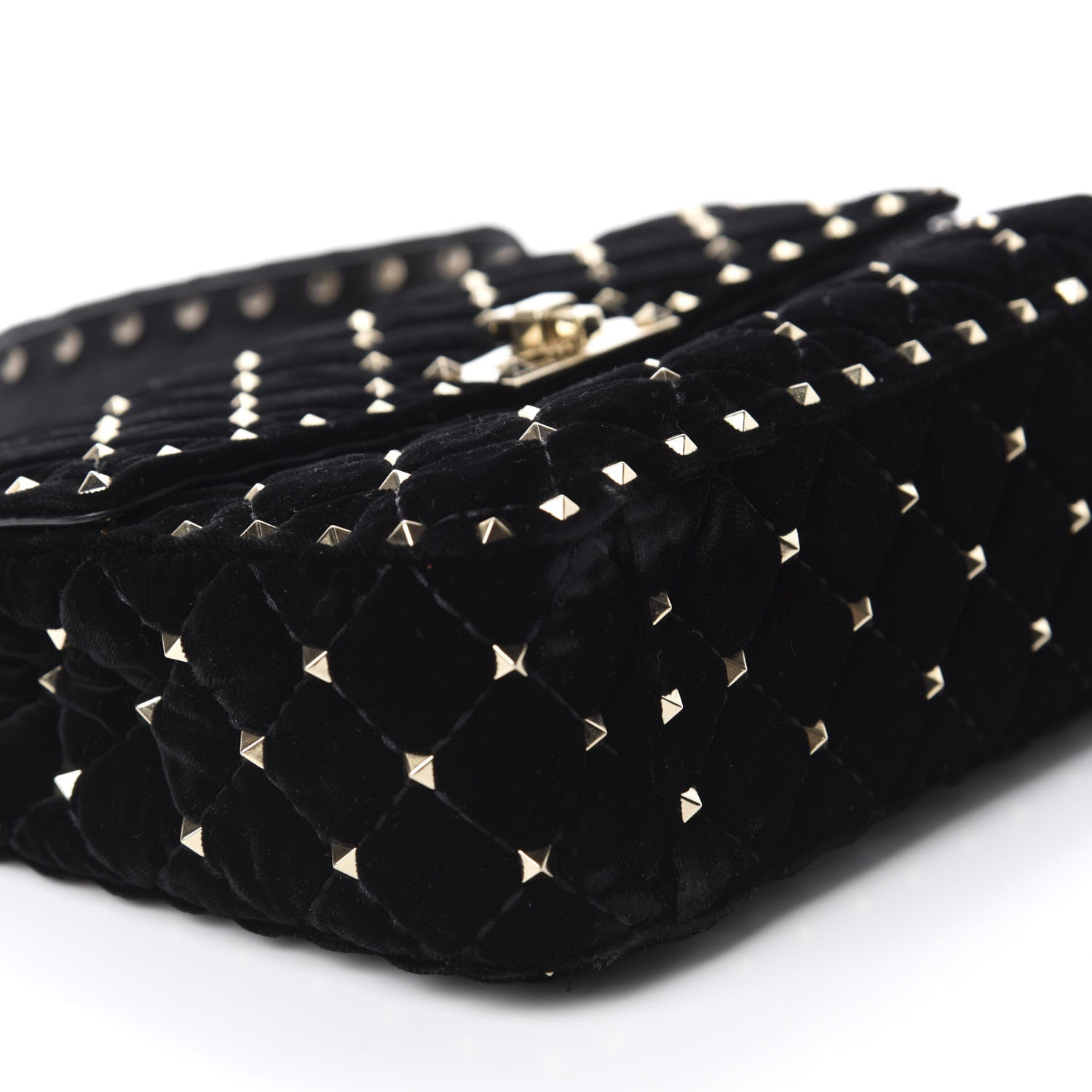 Valentino Garavani Velvet Medium Rockstud Spike Shoulder Bag Black 6 of 10